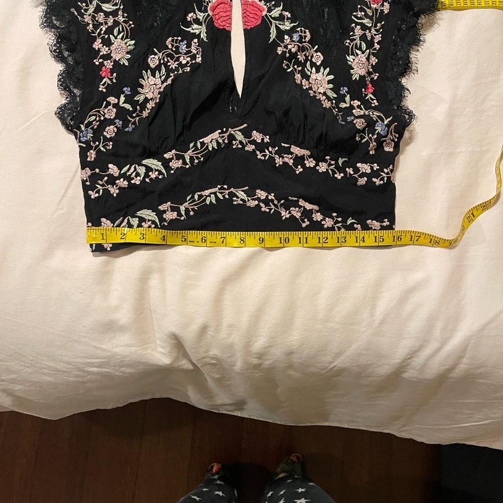 Sold!! Free People Black Lace Top with Floral Embroidery - Picture 10 of 12